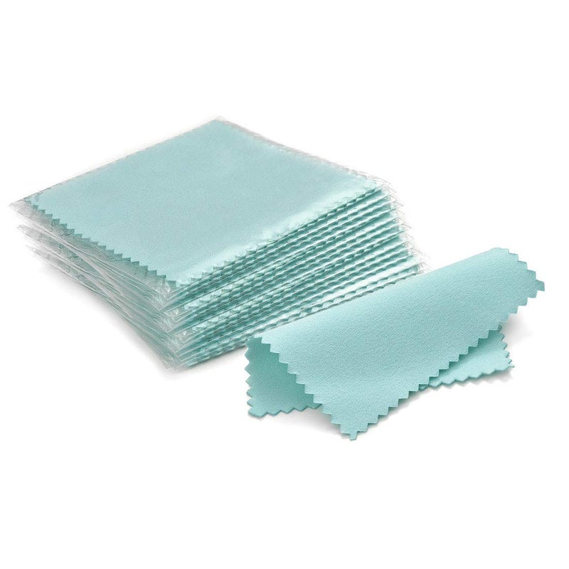 SEVENWELL 50pcs Jewelry Cleaning Cloth Mediumturquoise Polishing Cloth for Sterling Silver Gold Platinum Small Polish Cloth 8x8cm - Image 1